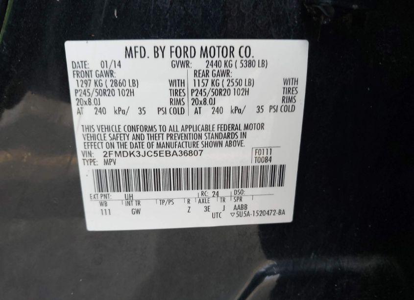 Photo 9 of 2014 Ford Edge SEL (VIN 2FMDK3JC5EBA36807)