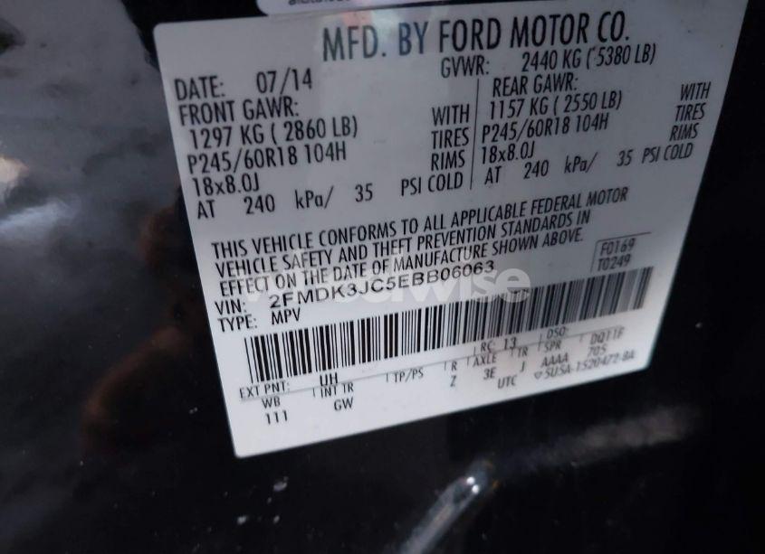 Photo 9 of 2014 Ford Edge SEL (VIN 2FMDK3JC5EBB06063)