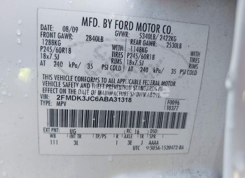 Photo 9 of 2010 Ford Edge SEL (VIN 2FMDK3JC6ABA31318)