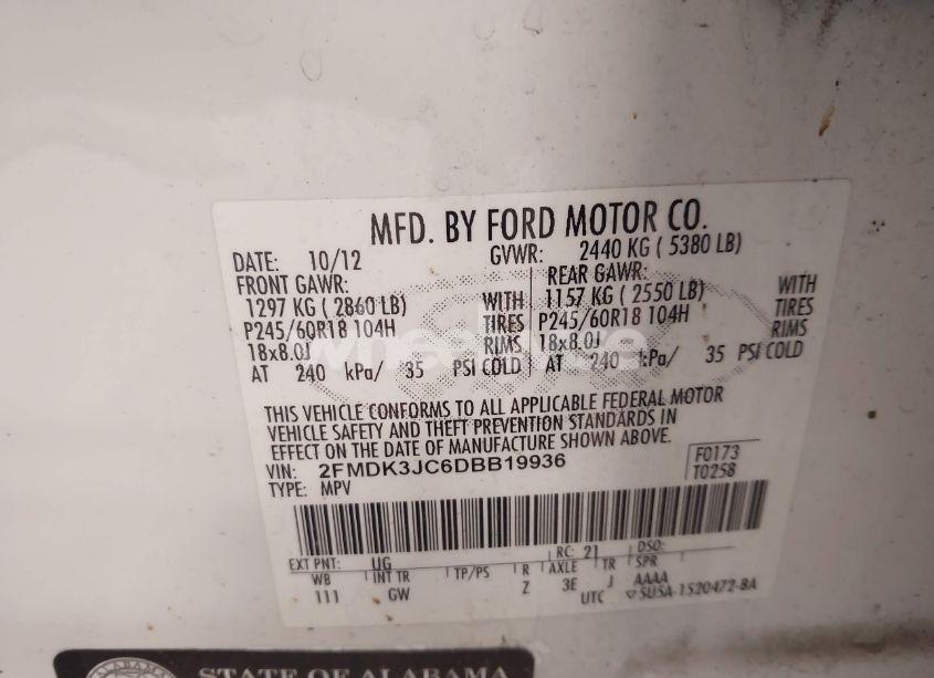 Photo 9 of 2013 Ford Edge SEL (VIN 2FMDK3JC6DBB19936)