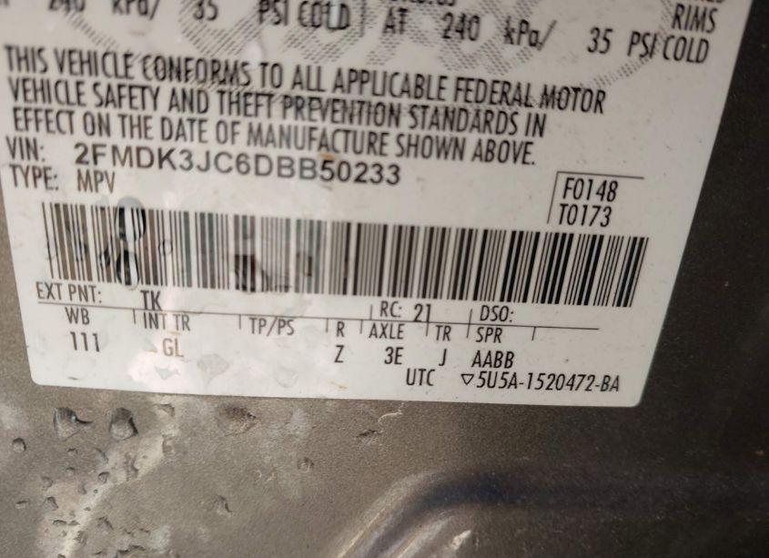 Photo 9 of 2013 Ford Edge SEL (VIN 2FMDK3JC6DBB50233)