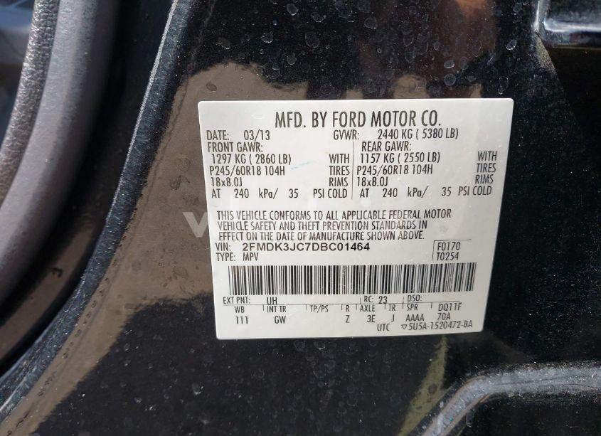 Photo 9 of 2013 Ford Edge SEL (VIN 2FMDK3JC7DBC01464)