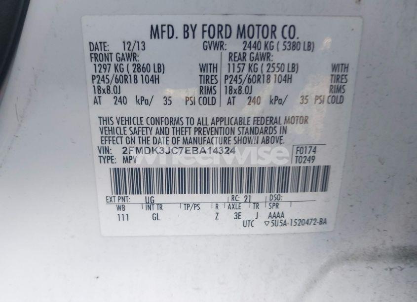 Photo 9 of 2014 Ford Edge SEL (VIN 2FMDK3JC7EBA14324)