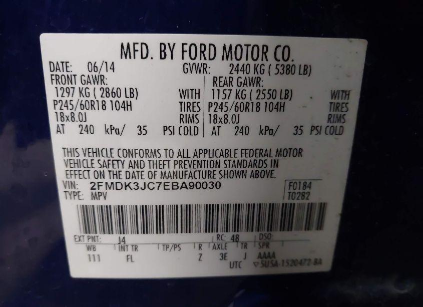 Photo 9 of 2014 Ford Edge SEL (VIN 2FMDK3JC7EBA90030)