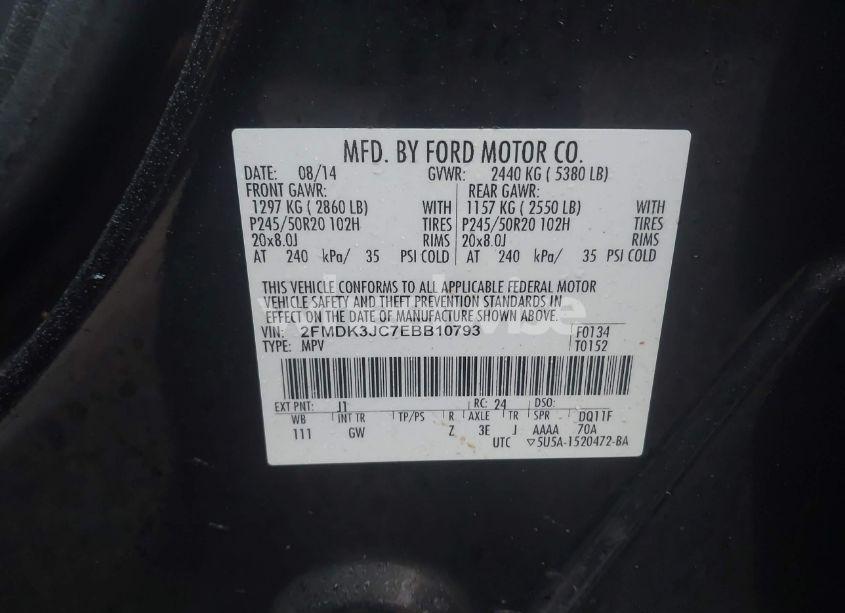 Photo 9 of 2014 Ford Edge SEL (VIN 2FMDK3JC7EBB10793)