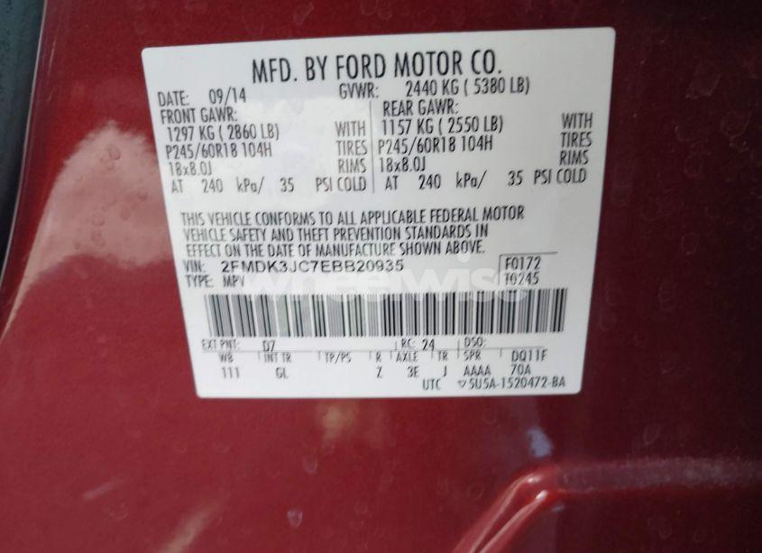 Photo 9 of 2014 Ford Edge SEL (VIN 2FMDK3JC7EBB20935)