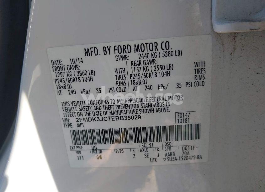 Photo 9 of 2014 Ford Edge SEL (VIN 2FMDK3JC7EBB35029)