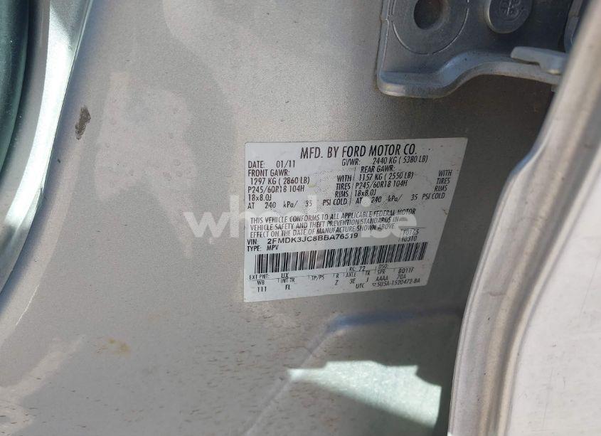 Photo 9 of 2011 Ford Edge SEL (VIN 2FMDK3JC8BBA76519)