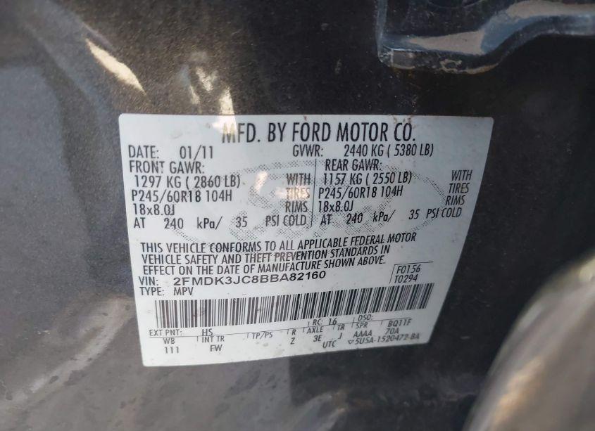 Photo 9 of 2011 Ford Edge SEL (VIN 2FMDK3JC8BBA82160)