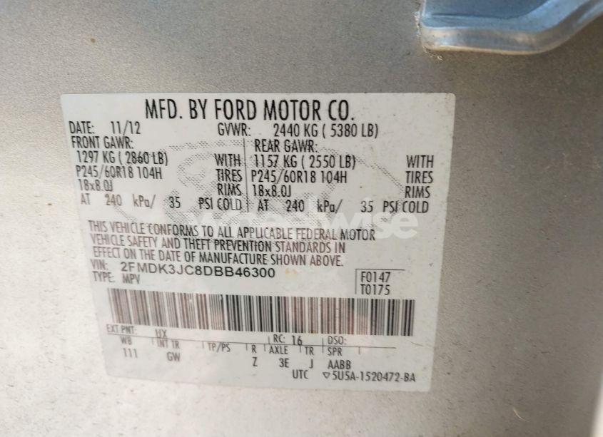 Photo 9 of 2013 Ford Edge SEL (VIN 2FMDK3JC8DBB46300)