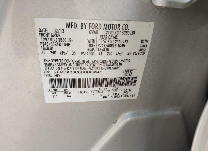 Photo 9 of 2013 Ford Edge SEL (VIN 2FMDK3JC8DBB89941)