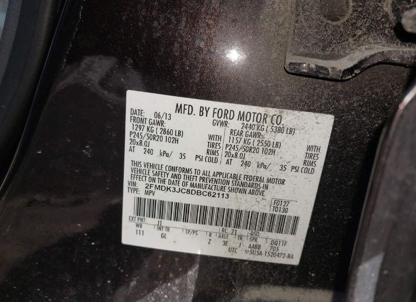 Photo 9 of 2013 Ford Edge SEL (VIN 2FMDK3JC8DBC62113)