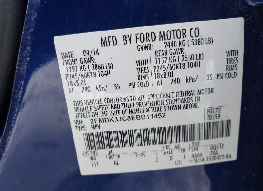 Photo 9 of 2014 Ford Edge SEL (VIN 2FMDK3JC8EBB11452)