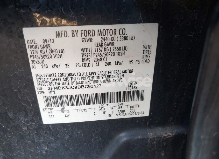 Photo 9 of 2013 Ford Edge SEL (VIN 2FMDK3JC9DBC93127)