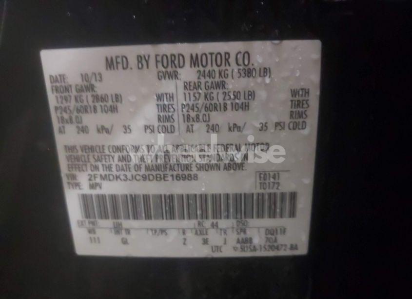 Photo 9 of 2013 Ford Edge SEL (VIN 2FMDK3JC9DBE16988)