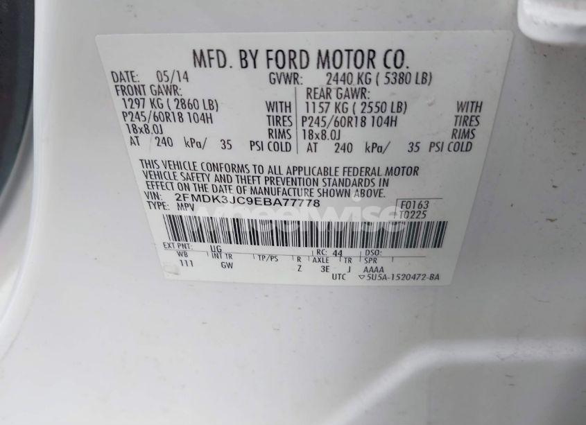 Photo 9 of 2014 Ford Edge SEL (VIN 2FMDK3JC9EBA77778)