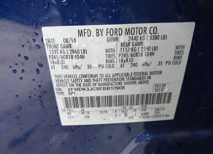 Photo 9 of 2014 Ford Edge SEL (VIN 2FMDK3JC9EBB10908)