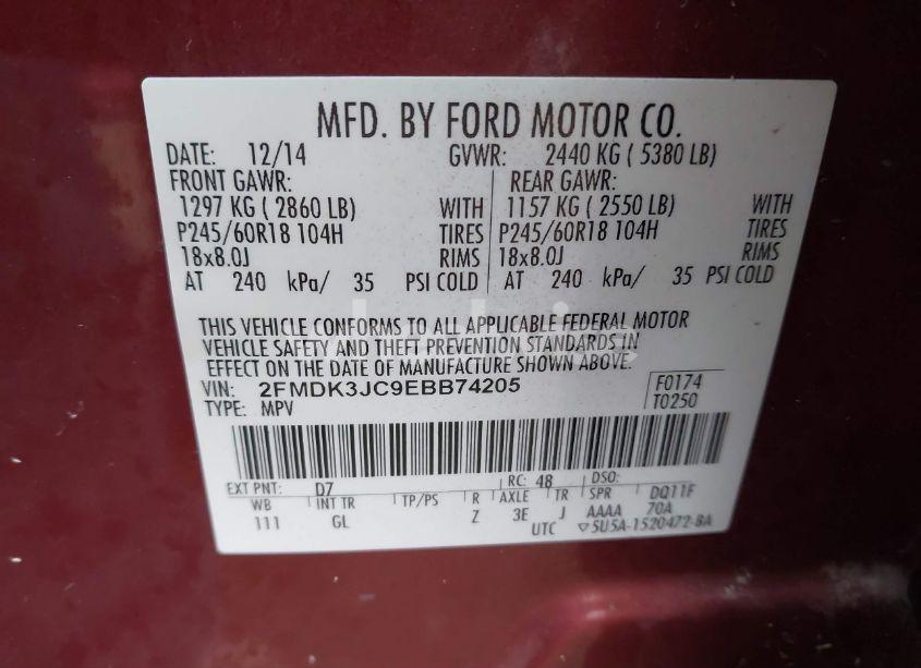 Photo 9 of 2014 Ford Edge SEL (VIN 2FMDK3JC9EBB74205)