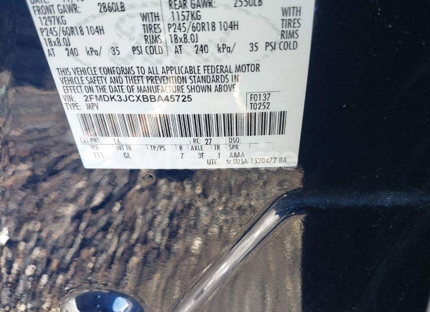 Photo 9 of 2011 Ford Edge SEL (VIN 2FMDK3JCXBBA45725)