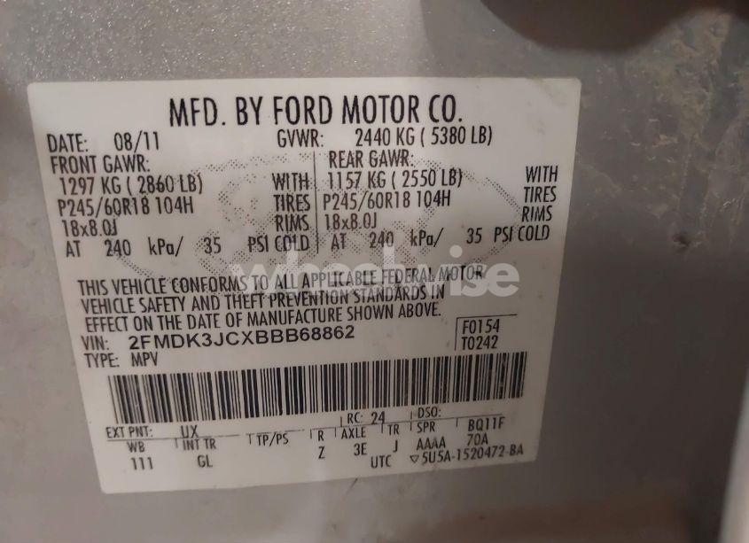 Photo 9 of 2011 Ford Edge SEL (VIN 2FMDK3JCXBBB68862)