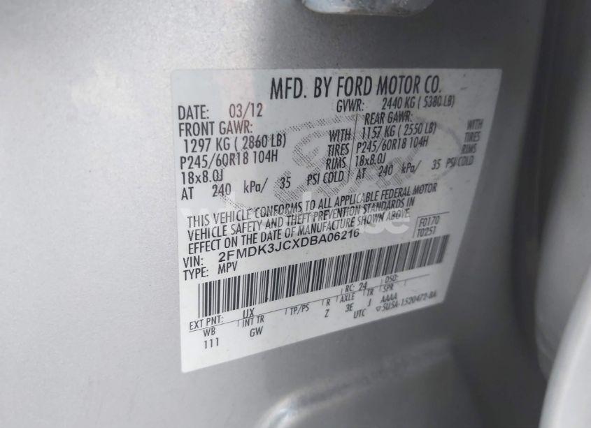 Photo 9 of 2013 Ford Edge SEL (VIN 2FMDK3JCXDBA06216)