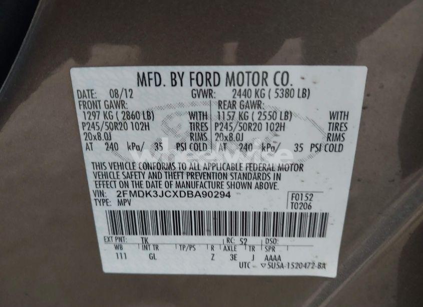 Photo 9 of 2013 Ford Edge SEL (VIN 2FMDK3JCXDBA90294)