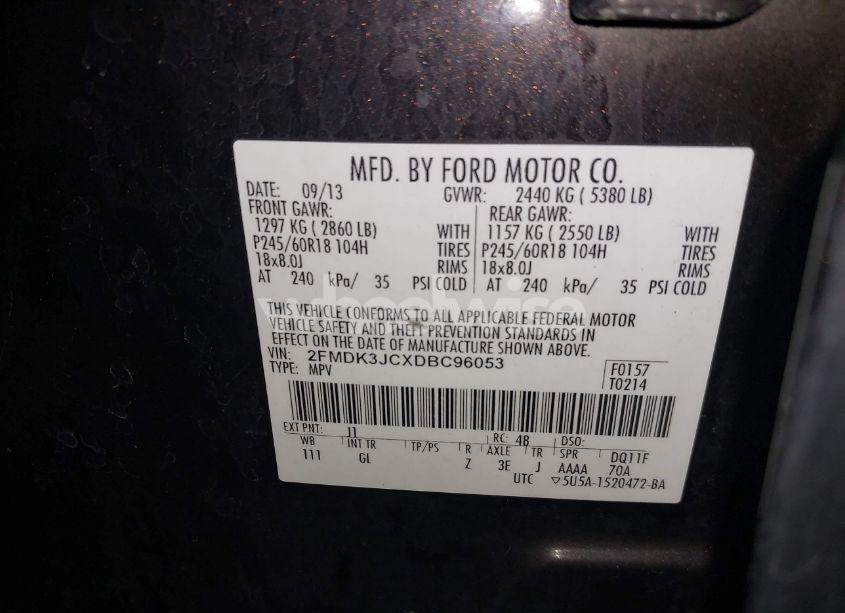 Photo 9 of 2013 Ford Edge SEL (VIN 2FMDK3JCXDBC96053)