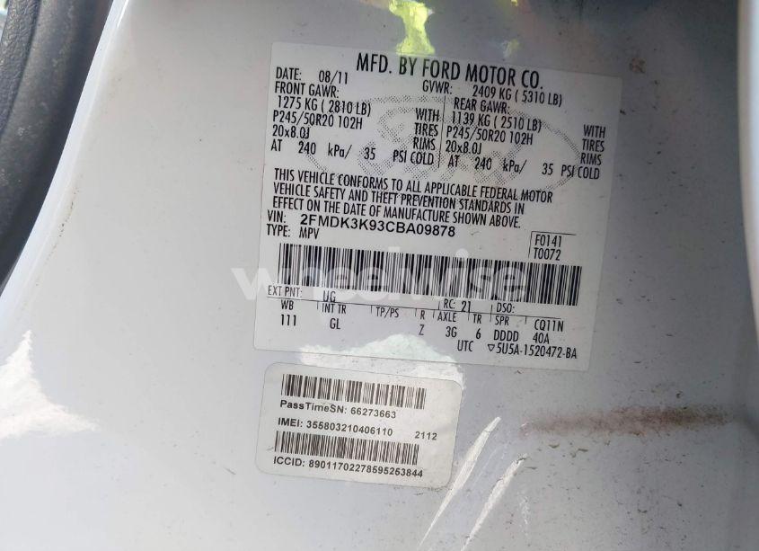 Photo 9 of 2012 Ford Edge LIMITED (VIN 2FMDK3K93CBA09878)