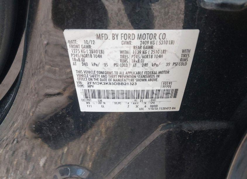 Photo 9 of 2013 Ford Edge LIMITED (VIN 2FMDK3K93DBB28323)