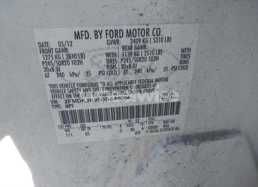 Photo 9 of 2013 Ford Edge LIMITED (VIN 2FMDK3K95DBA44004)