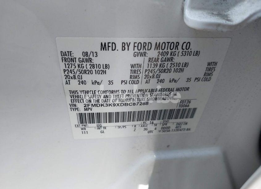 Photo 9 of 2013 Ford Edge LIMITED (VIN 2FMDK3K9XDBC87288)