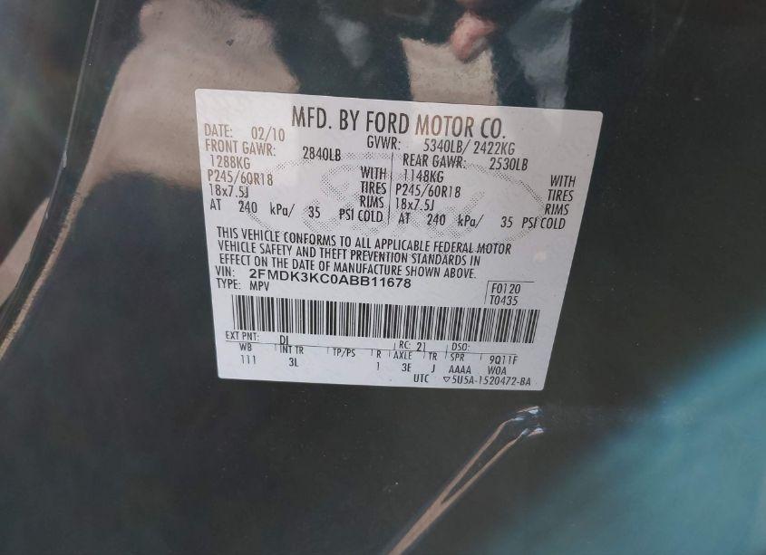 Photo 9 of 2010 Ford Edge LIMITED (VIN 2FMDK3KC0ABB11678)