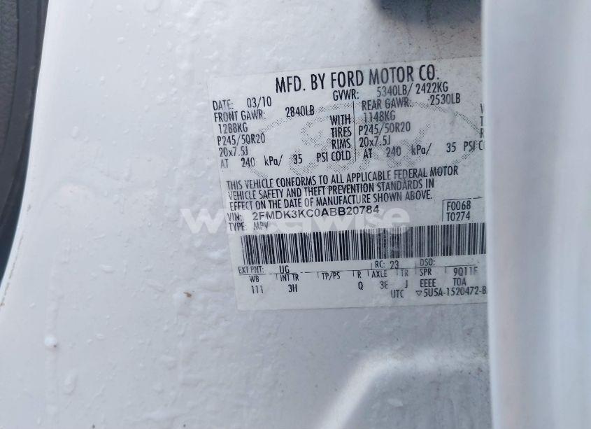 Photo 9 of 2010 Ford Edge LIMITED (VIN 2FMDK3KC0ABB20784)