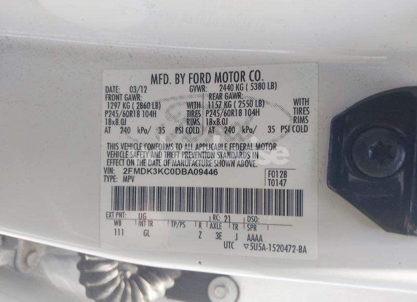 Photo 9 of 2013 Ford Edge LIMITED (VIN 2FMDK3KC0DBA09446)