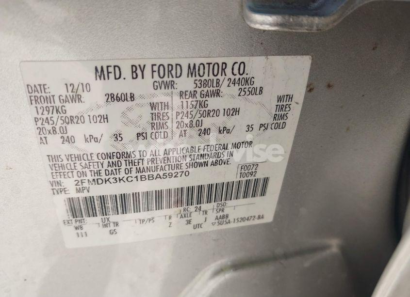 Photo 9 of 2011 Ford Edge LIMITED (VIN 2FMDK3KC1BBA59270)