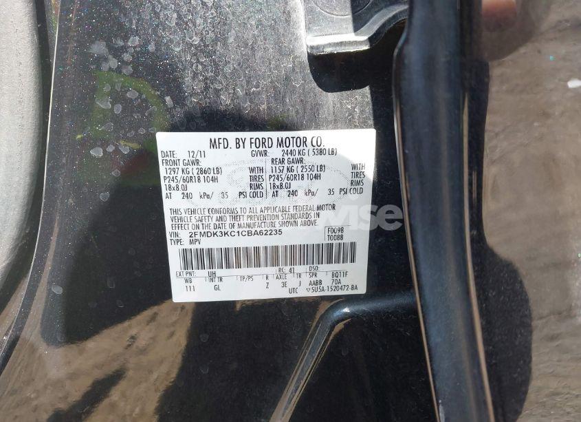 Photo 9 of 2012 Ford Edge LIMITED (VIN 2FMDK3KC1CBA62235)