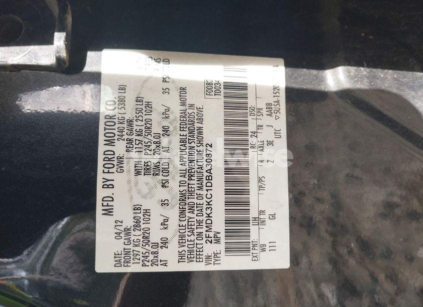 Photo 9 of 2013 Ford Edge LIMITED (VIN 2FMDK3KC1DBA30872)