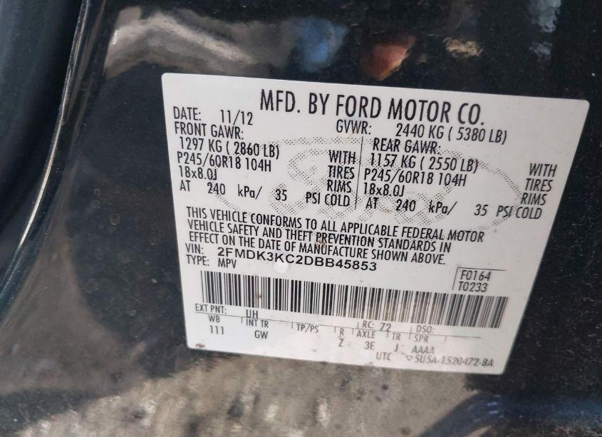 Photo 9 of 2013 Ford Edge LIMITED (VIN 2FMDK3KC2DBB45853)
