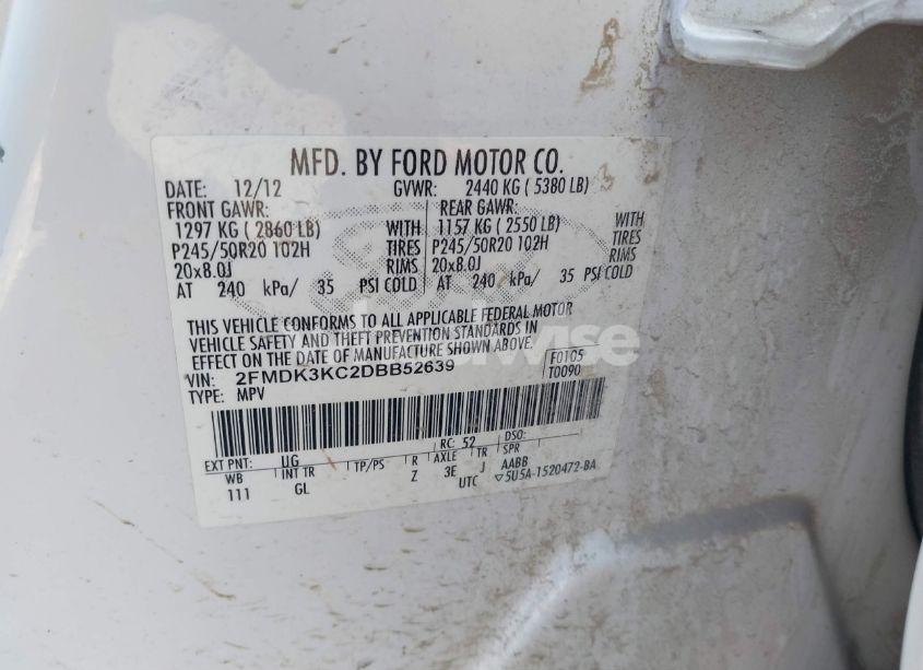 Photo 9 of 2013 Ford Edge LIMITED (VIN 2FMDK3KC2DBB52639)