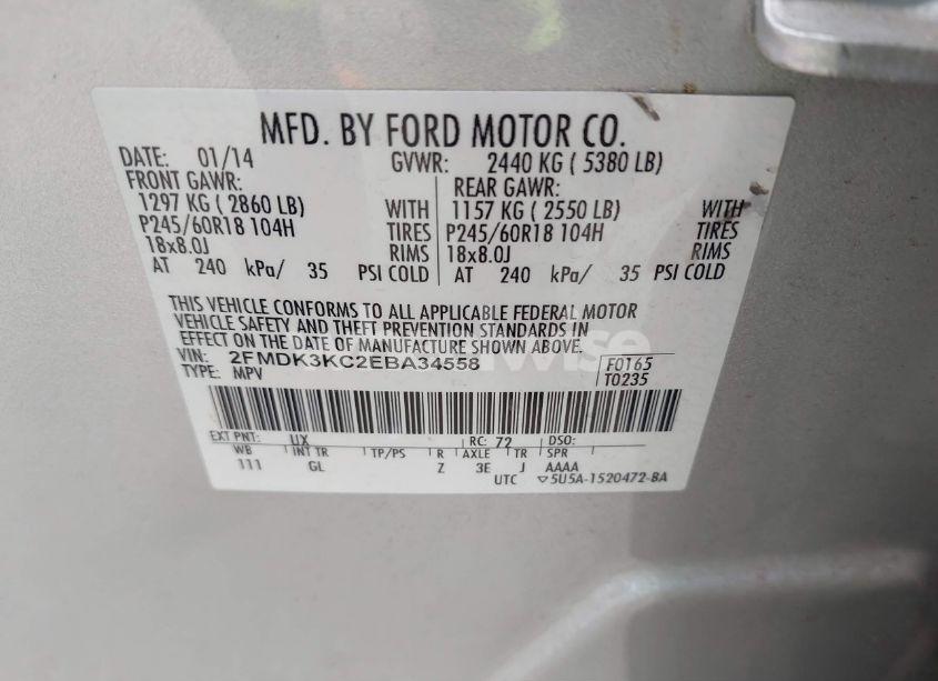 Photo 9 of 2014 Ford Edge LIMITED (VIN 2FMDK3KC2EBA34558)