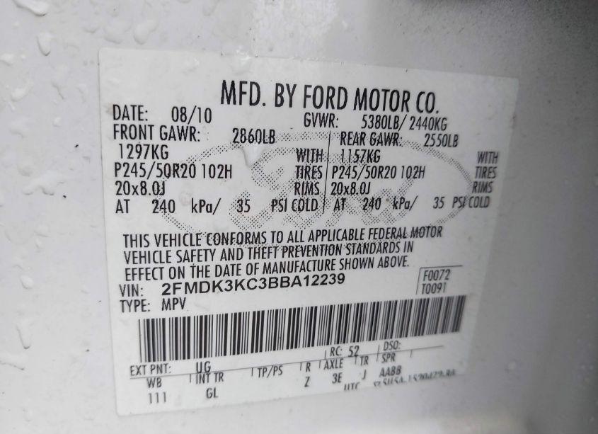 Photo 9 of 2011 Ford Edge LIMITED (VIN 2FMDK3KC3BBA12239)