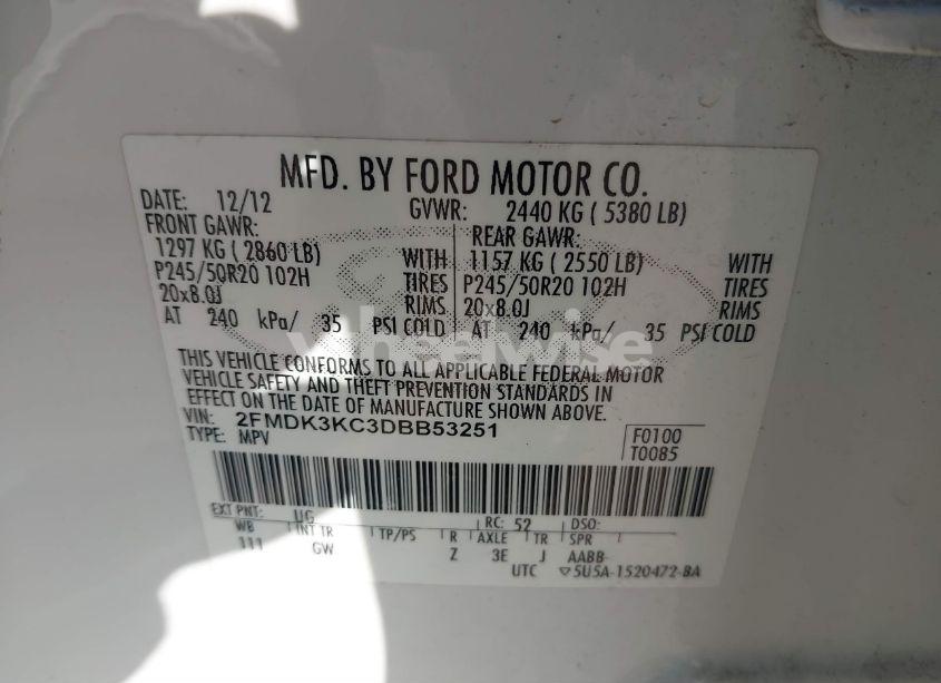 Photo 9 of 2013 Ford Edge LIMITED (VIN 2FMDK3KC3DBB53251)