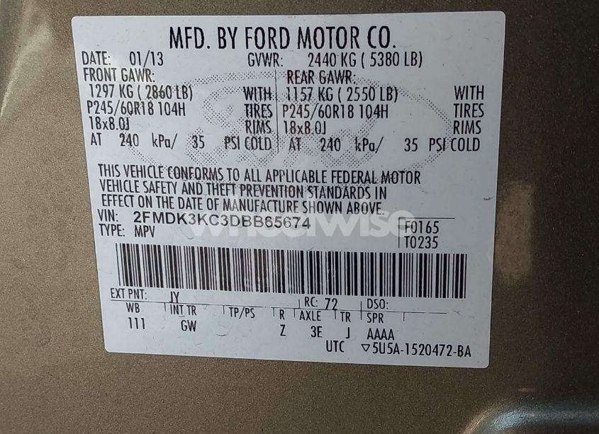 Photo 9 of 2013 Ford Edge LIMITED (VIN 2FMDK3KC3DBB65674)