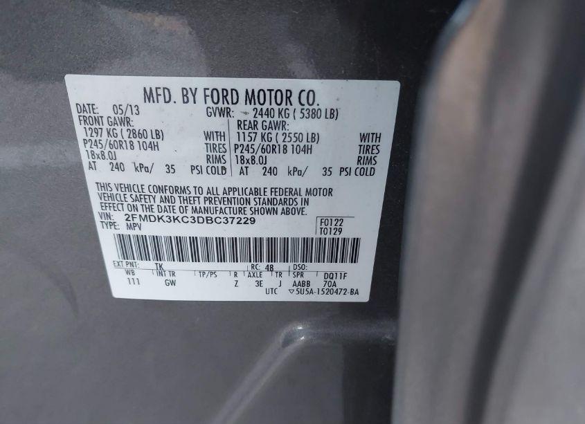 Photo 9 of 2013 Ford Edge LIMITED (VIN 2FMDK3KC3DBC37229)