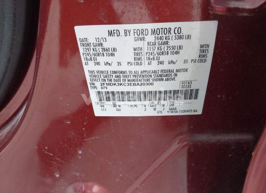 Photo 9 of 2014 Ford Edge LIMITED (VIN 2FMDK3KC3EBA20300)