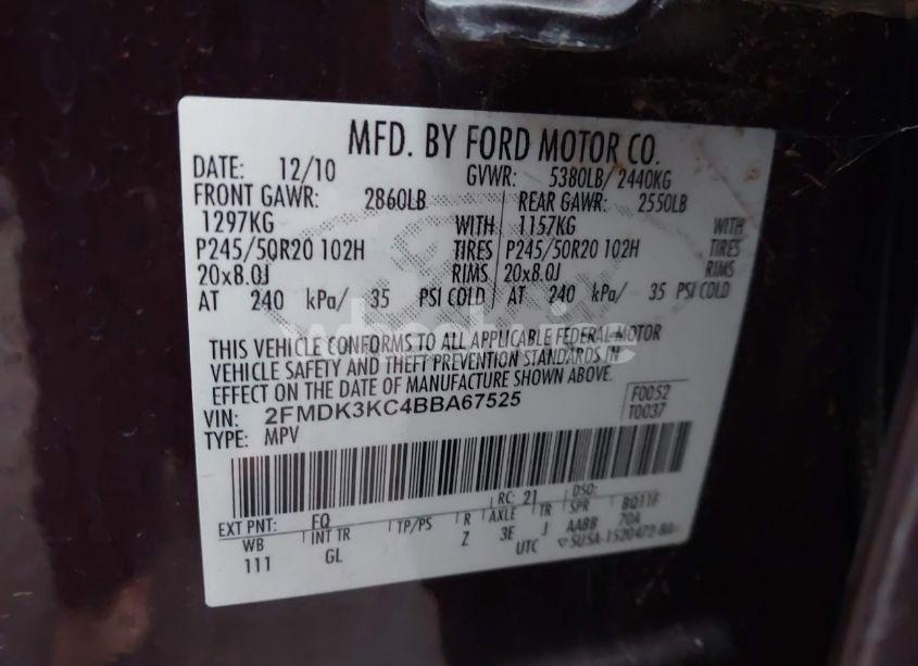 Photo 9 of 2011 Ford Edge LIMITED (VIN 2FMDK3KC4BBA67525)