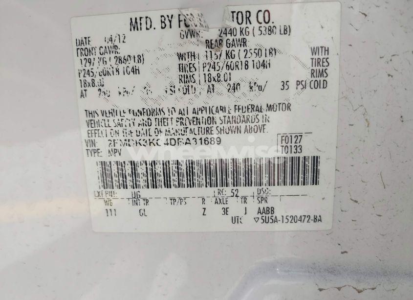 Photo 9 of 2013 Ford Edge LIMITED (VIN 2FMDK3KC4DBA31689)