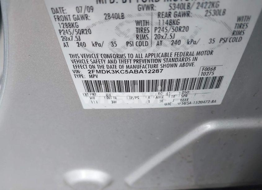 Photo 9 of 2010 Ford Edge LIMITED (VIN 2FMDK3KC5ABA12287)