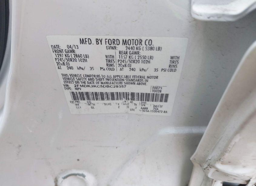 Photo 9 of 2013 Ford Edge LIMITED (VIN 2FMDK3KC5DBC29357)