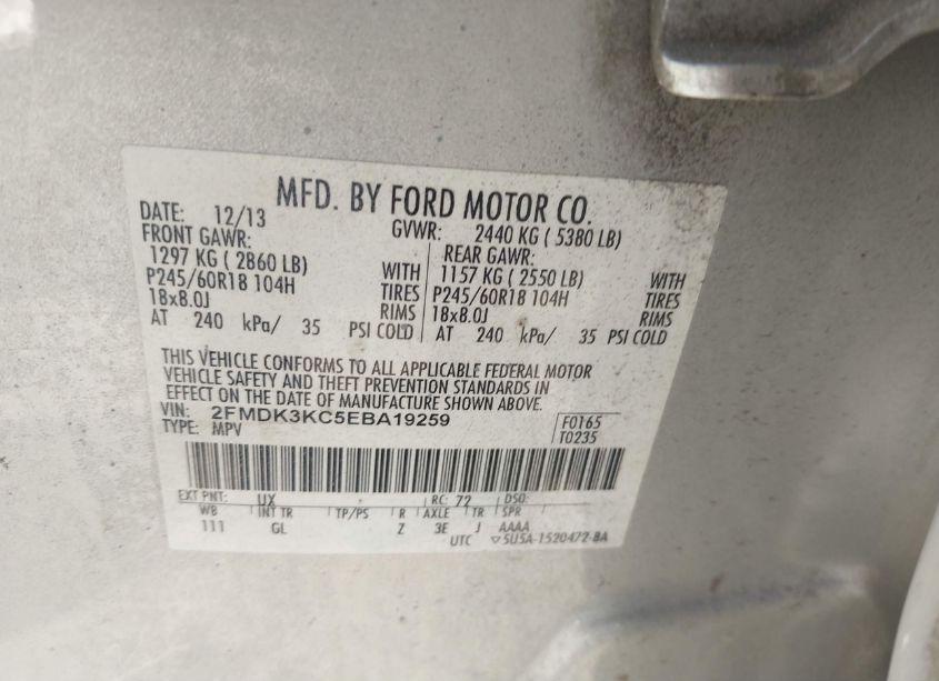 Photo 9 of 2014 Ford Edge LIMITED (VIN 2FMDK3KC5EBA19259)